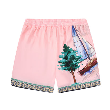 Goddess Statue Pattern Elastic Waist Summer Casual Shorts