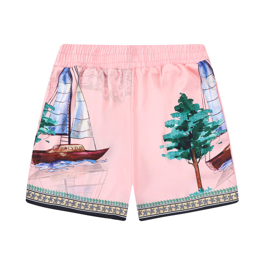 Goddess Statue Pattern Elastic Waist Summer Casual Shorts