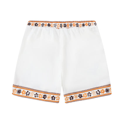 Hawaiian Tiki Themed Waistband Shorts in Brown