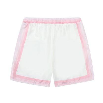 Vacation Wear Palm Tree Pattern Silk Fiber Waistband Shorts