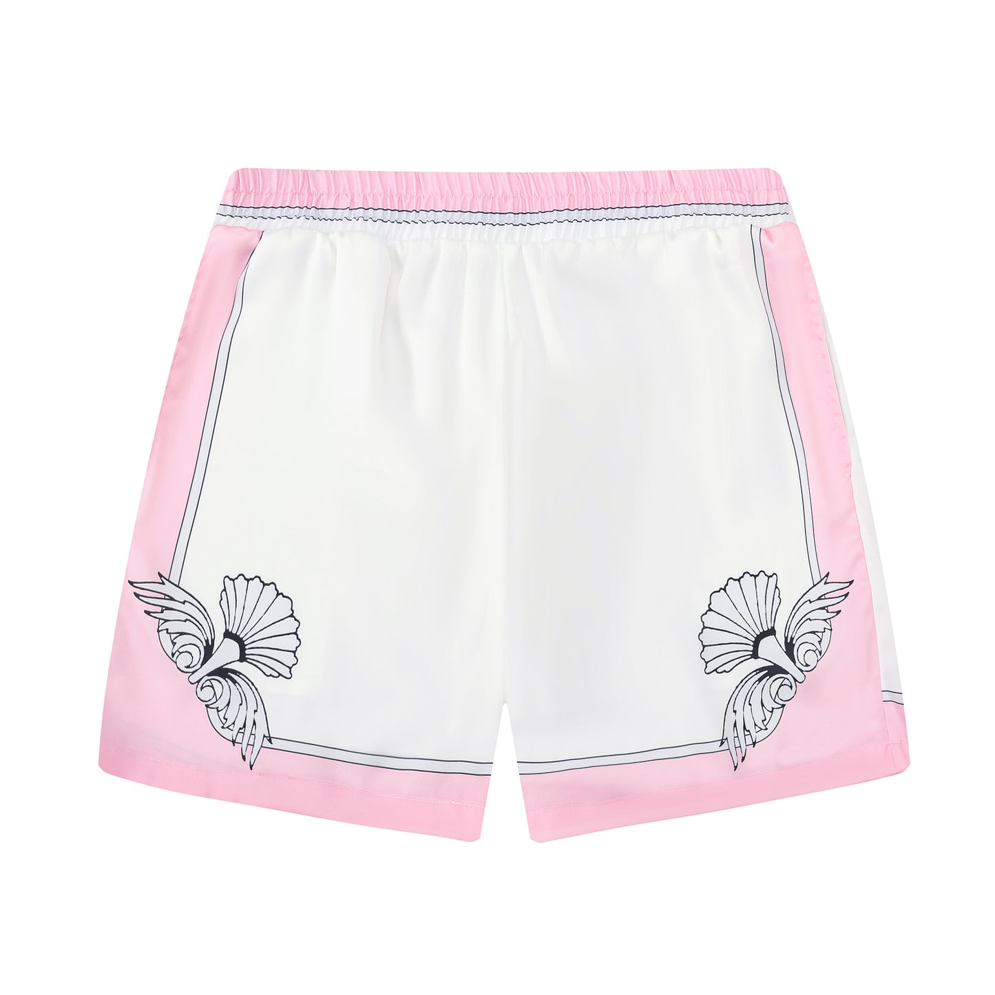 Marine Seahorse Pattern Pink Waistband Shorts