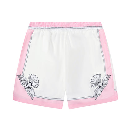 Marine Seahorse Pattern Pink Waistband Shorts