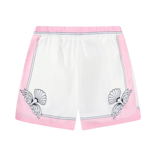 Marine Seahorse Pattern Pink Waistband Shorts