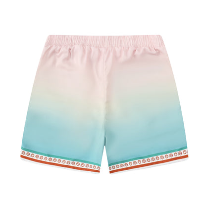 Festival Outfit Tropical Tiki Statue Pattern Waistband Shorts in Pink