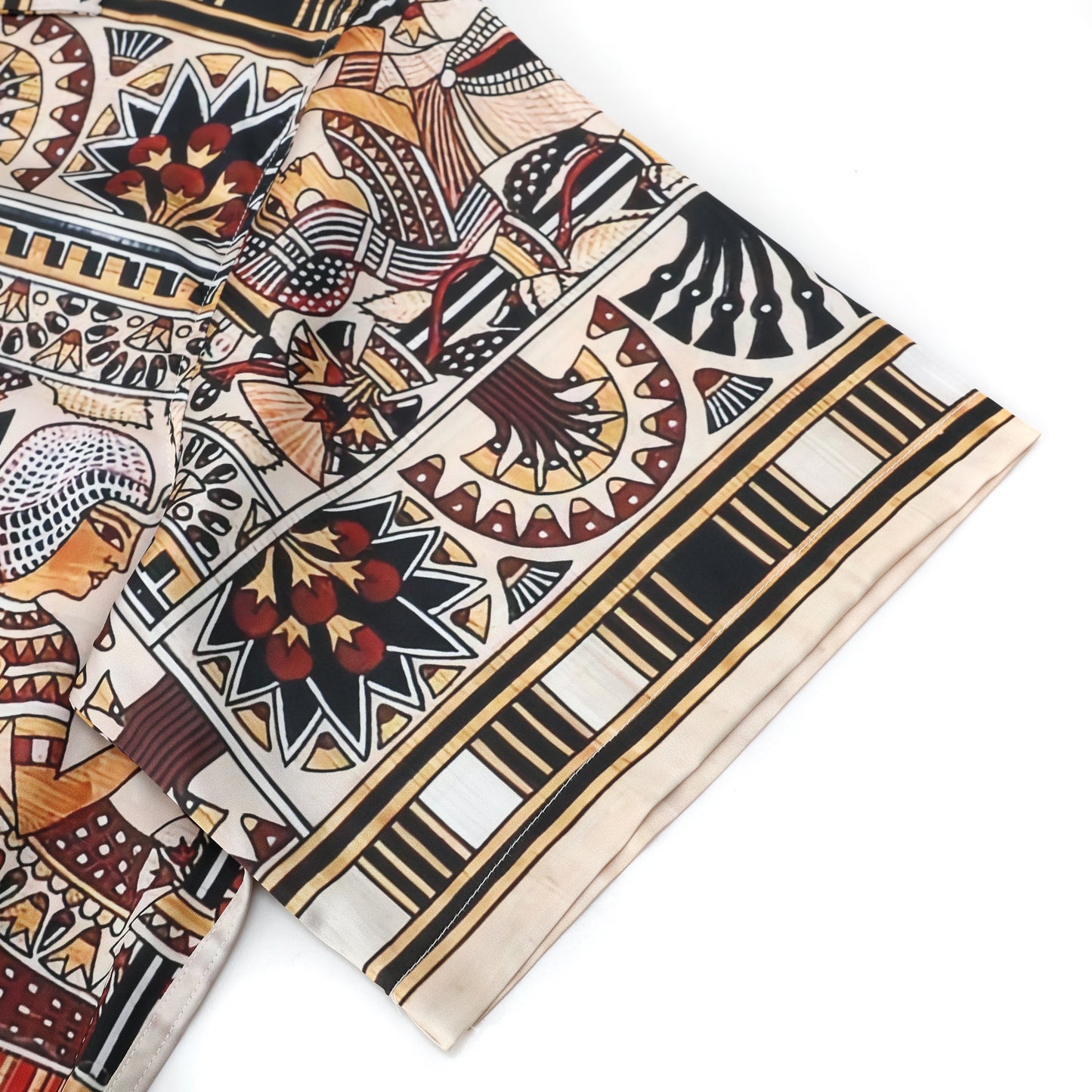Exotic Papyrus Pattern Short Sleeve Camp Collar Shirt