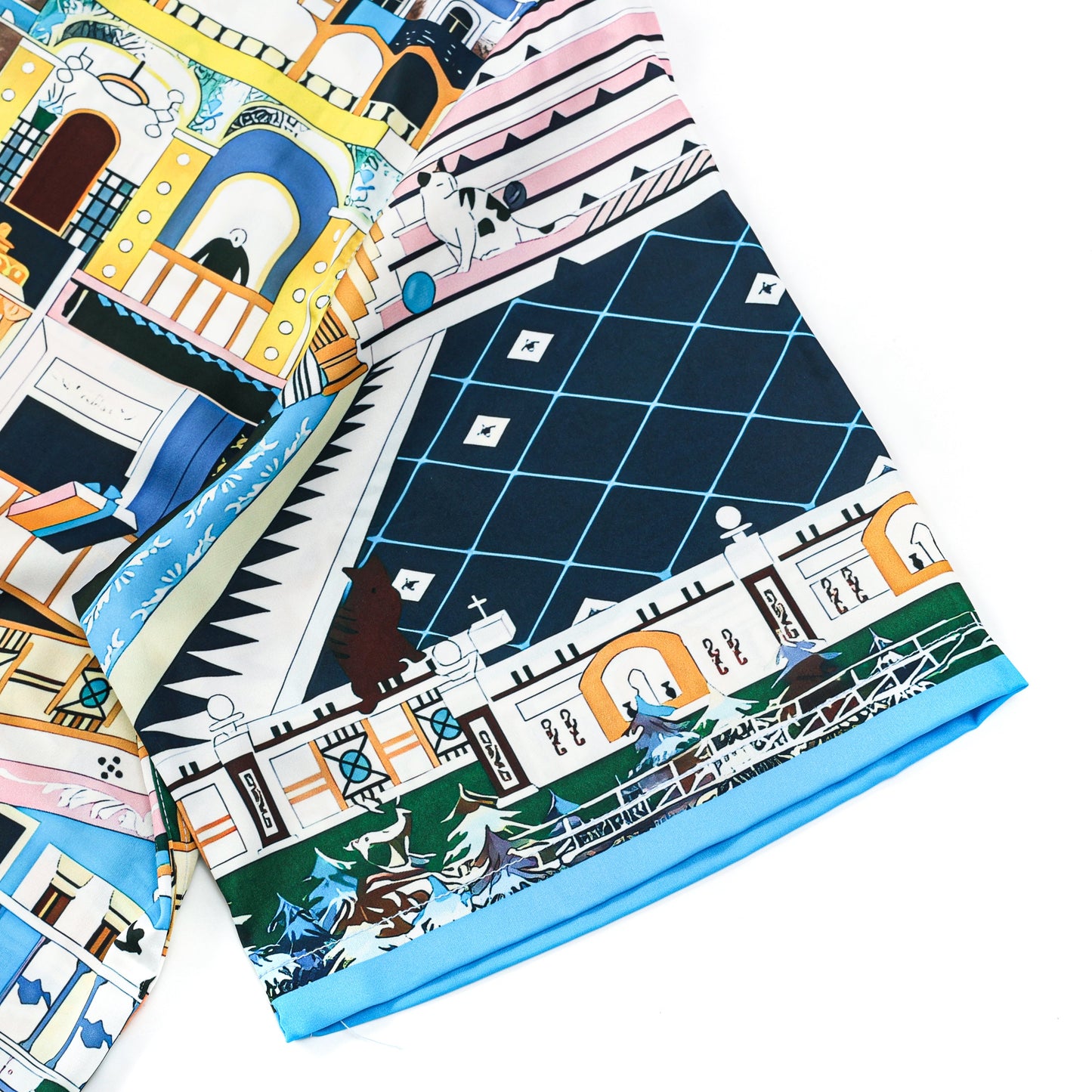 The Grand Budapest Hotel Pattern Silk Fiber Short Sleeve Camp Collar Shirt