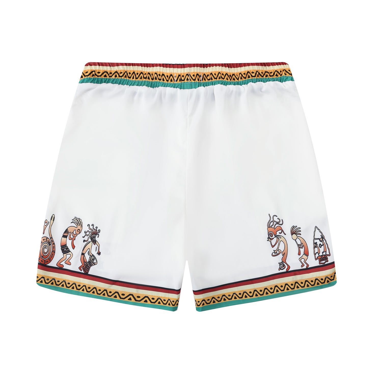 Festival Wear Tiki Statue Pattern Waistband Shorts