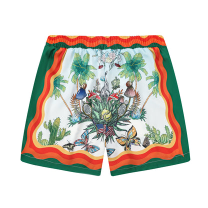 Tropical Pattern Waistband Shorts
