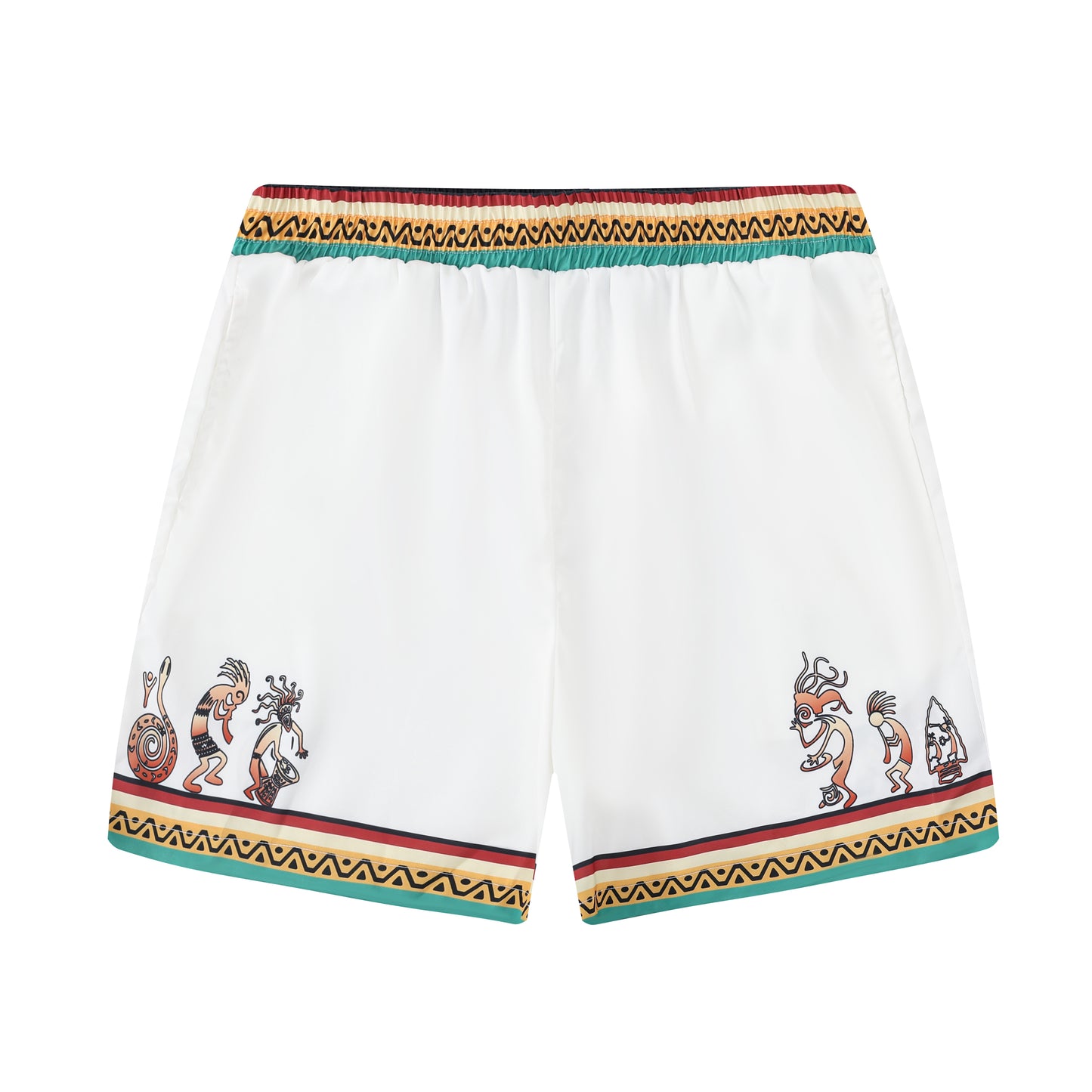 Festival Wear Tiki Statue Pattern Waistband Shorts