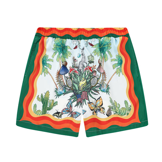 Tropical Pattern Waistband Shorts
