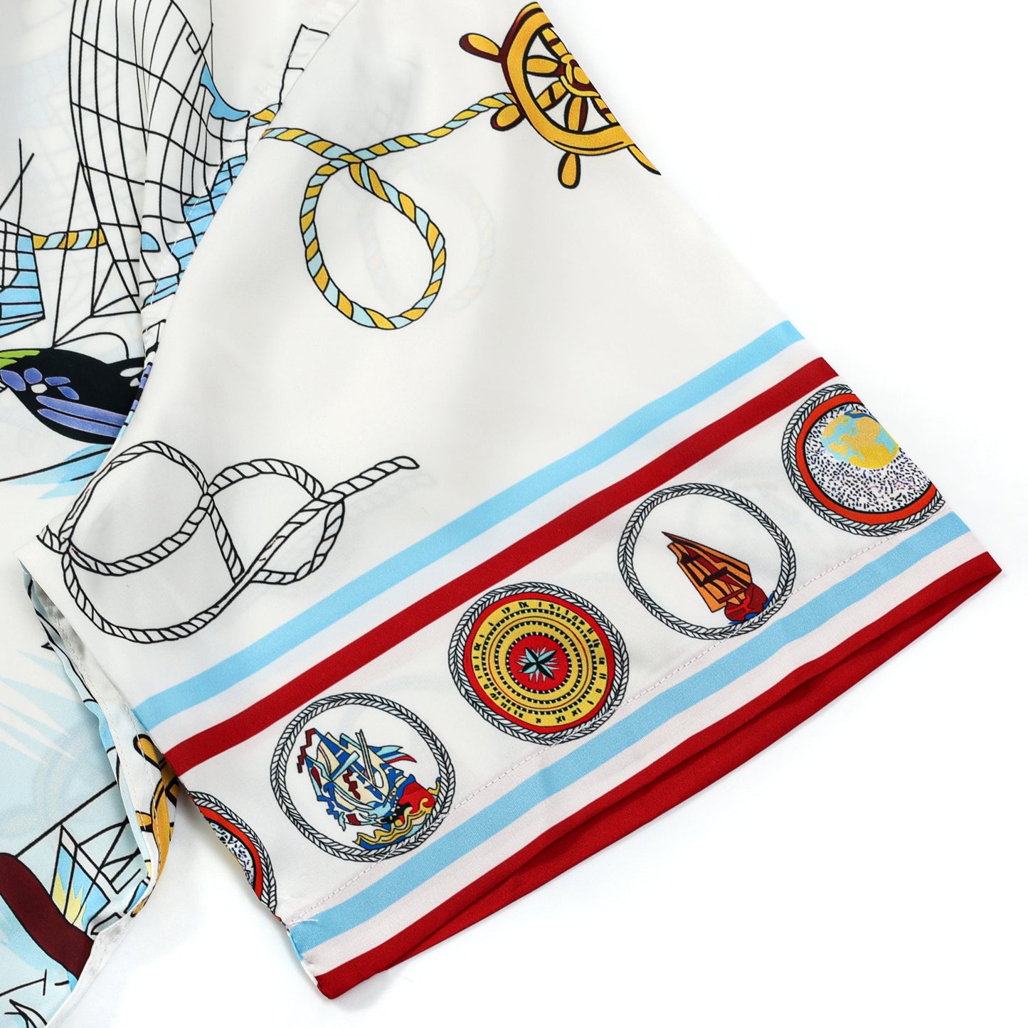 Sailing Boat Pattern Short Sleeve Camp Collar Shirt
