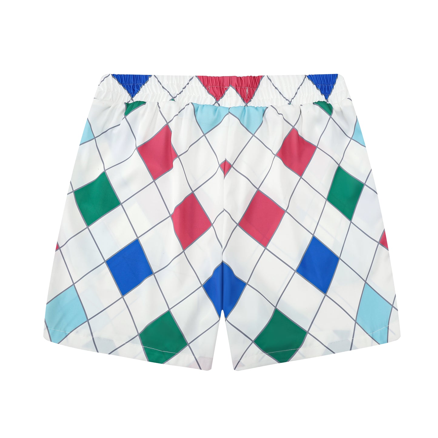 Multicolor Castle Pattern Silk Fiber Waistband Shorts