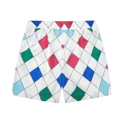 Multicolor Castle Pattern Silk Fiber Waistband Shorts
