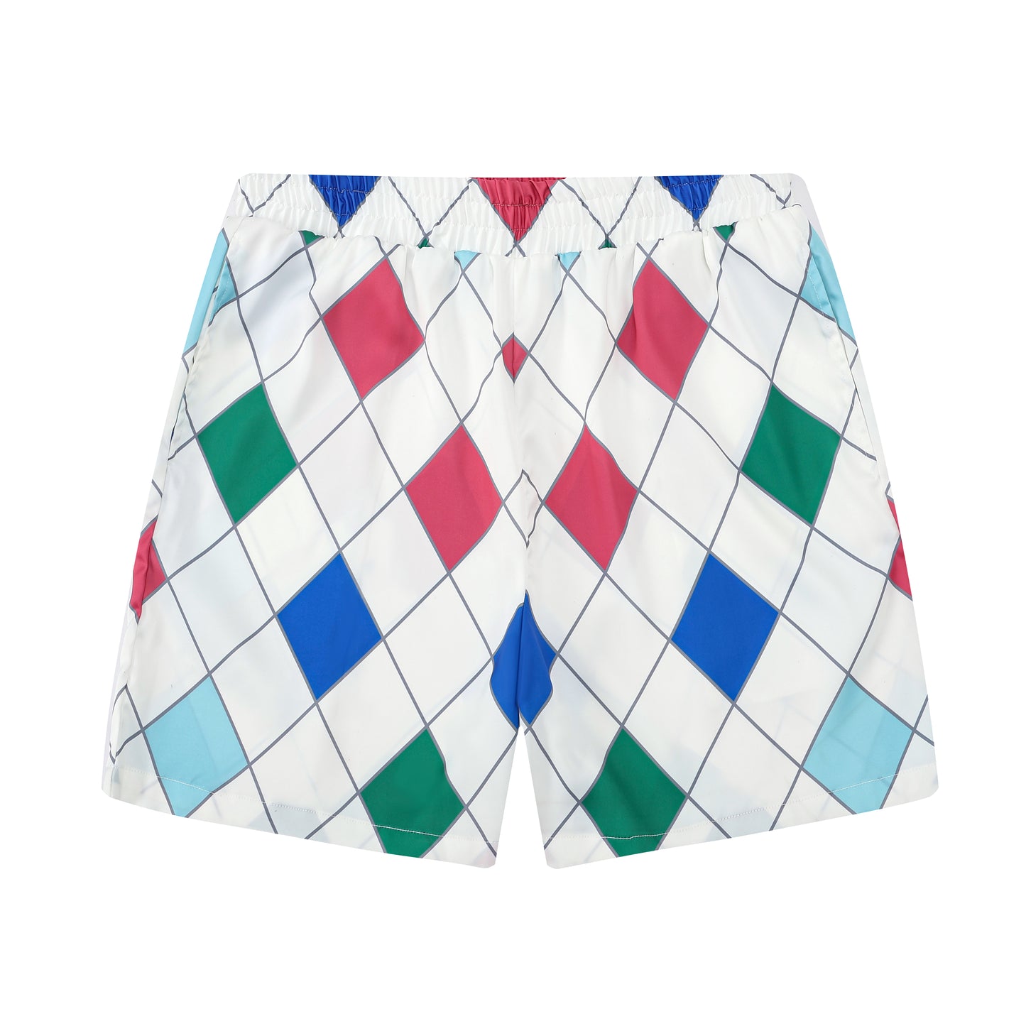 Multicolor Castle Pattern Silk Fiber Waistband Shorts