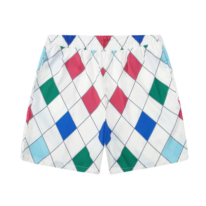 Multicolor Castle Pattern Silk Fiber Waistband Shorts