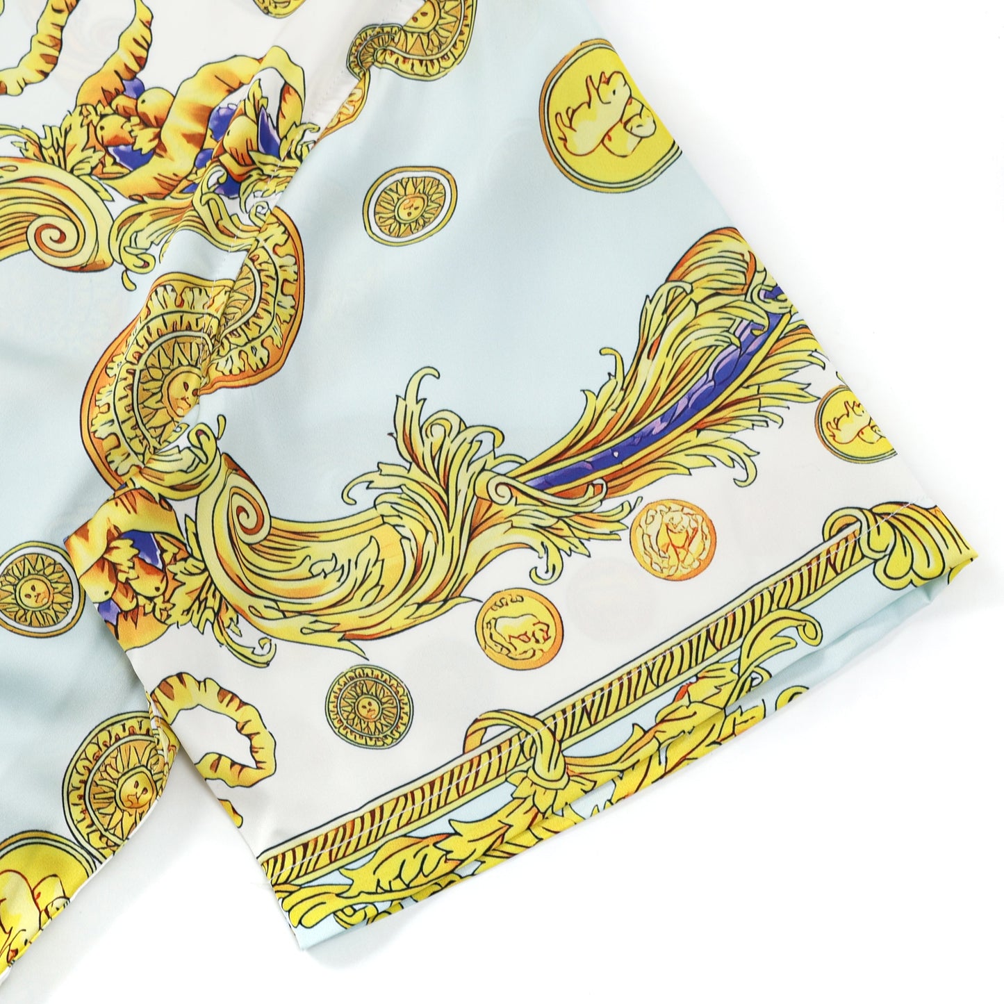 Baroque Animal Pattern Short Sleeve Camp Collar Shirt