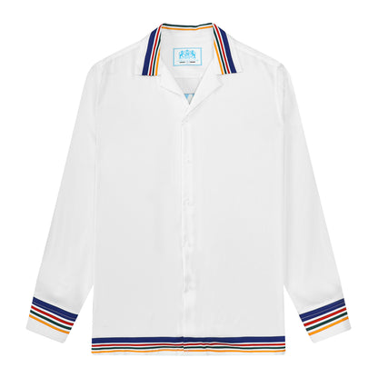 Western Architecture Print Camp Collar Long Sleeve Shirt