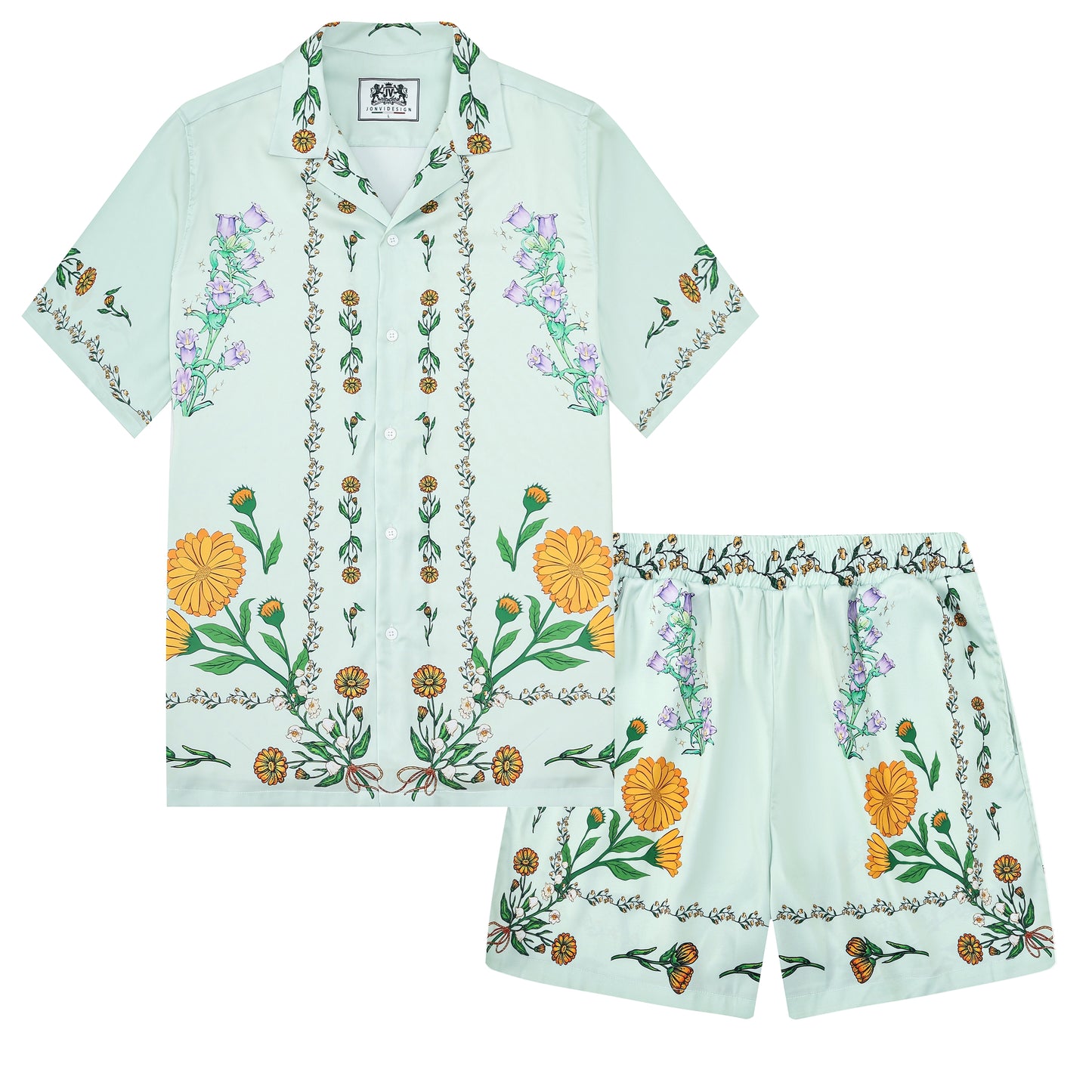Summer Daisy Floral Pattern Silk Fiber Waistband Shorts