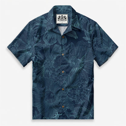 Indigo Floral Elephant Whisper Camp Shirt