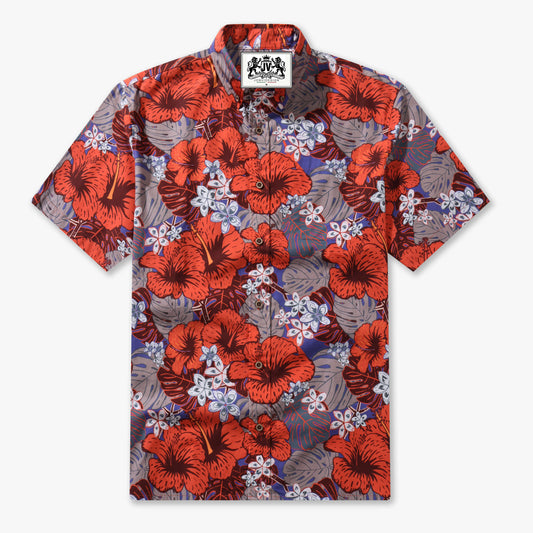 Crimson Heritage Hibiscus Aloha Shirt