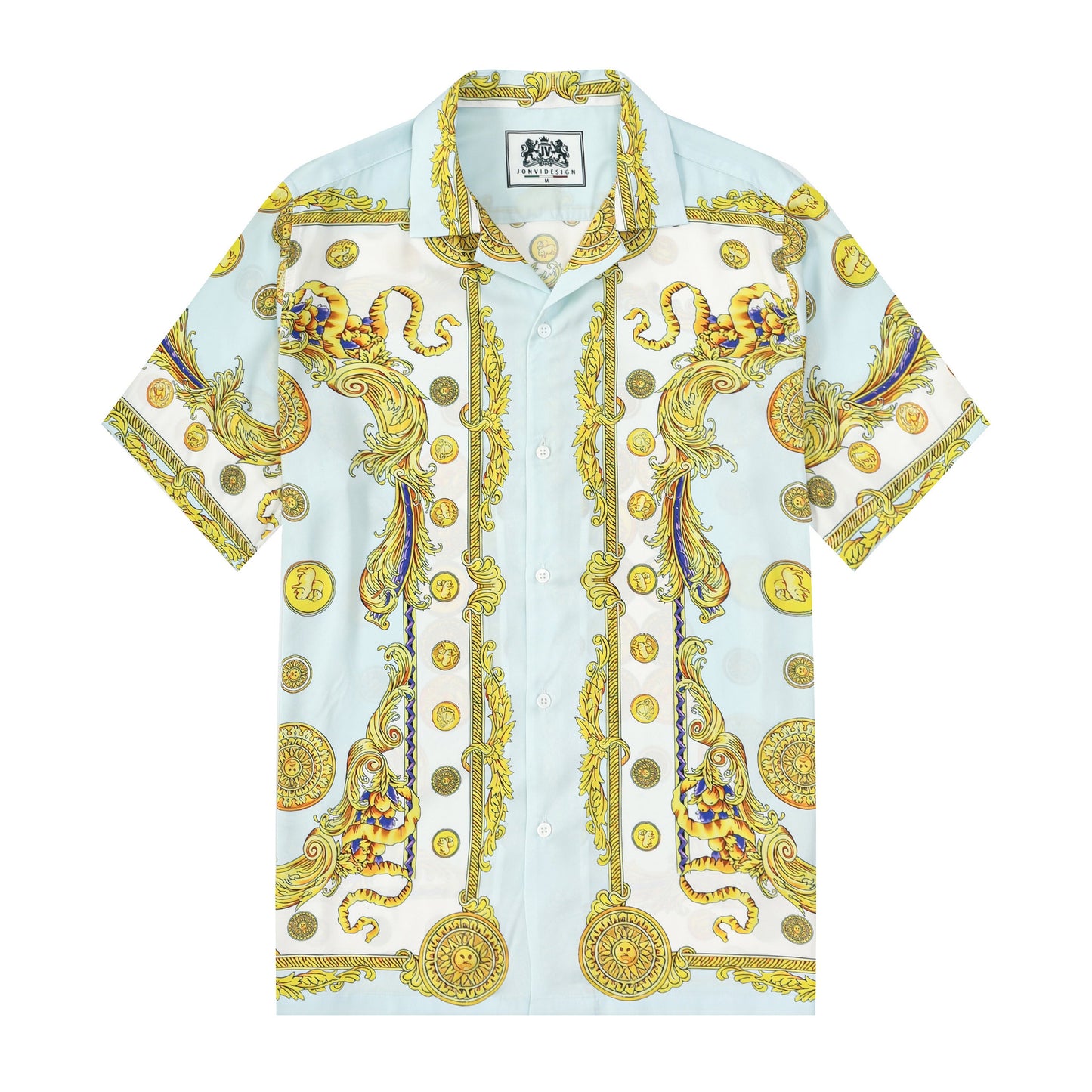 Baroque Animal Pattern Short Sleeve Camp Collar Shirt