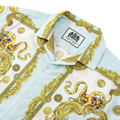 Baroque Animal Pattern Short Sleeve Camp Collar Shirt