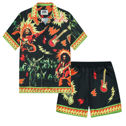 Bob Marley Singer Camp Collar Short Sleeve Shirt