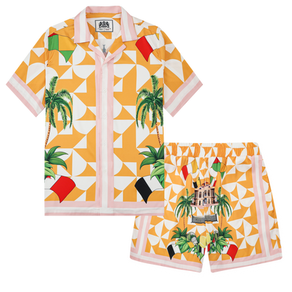 Retro Palace Tennis Coconut Pattern Waistband Shorts