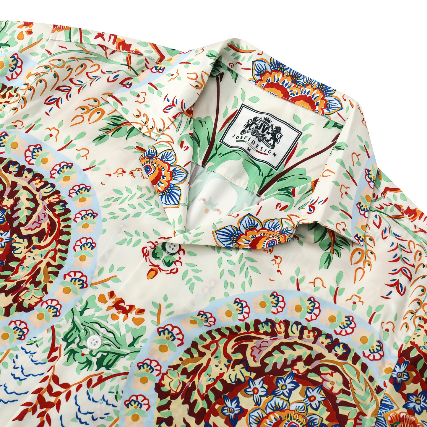 Tropical Floral Pattern Print Short Sleeve Camp Collar Shirt