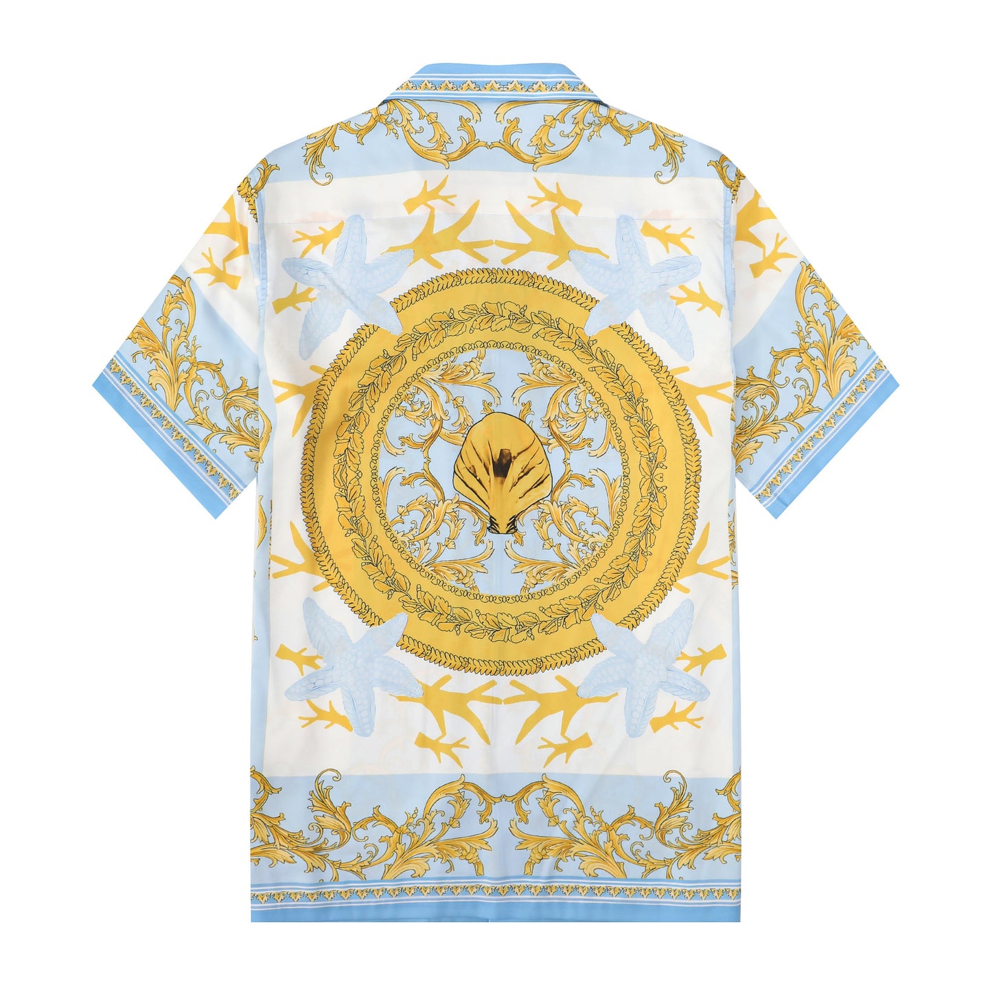 Baroque Floral Pattern Short Sleeve Camp Collar Shirt