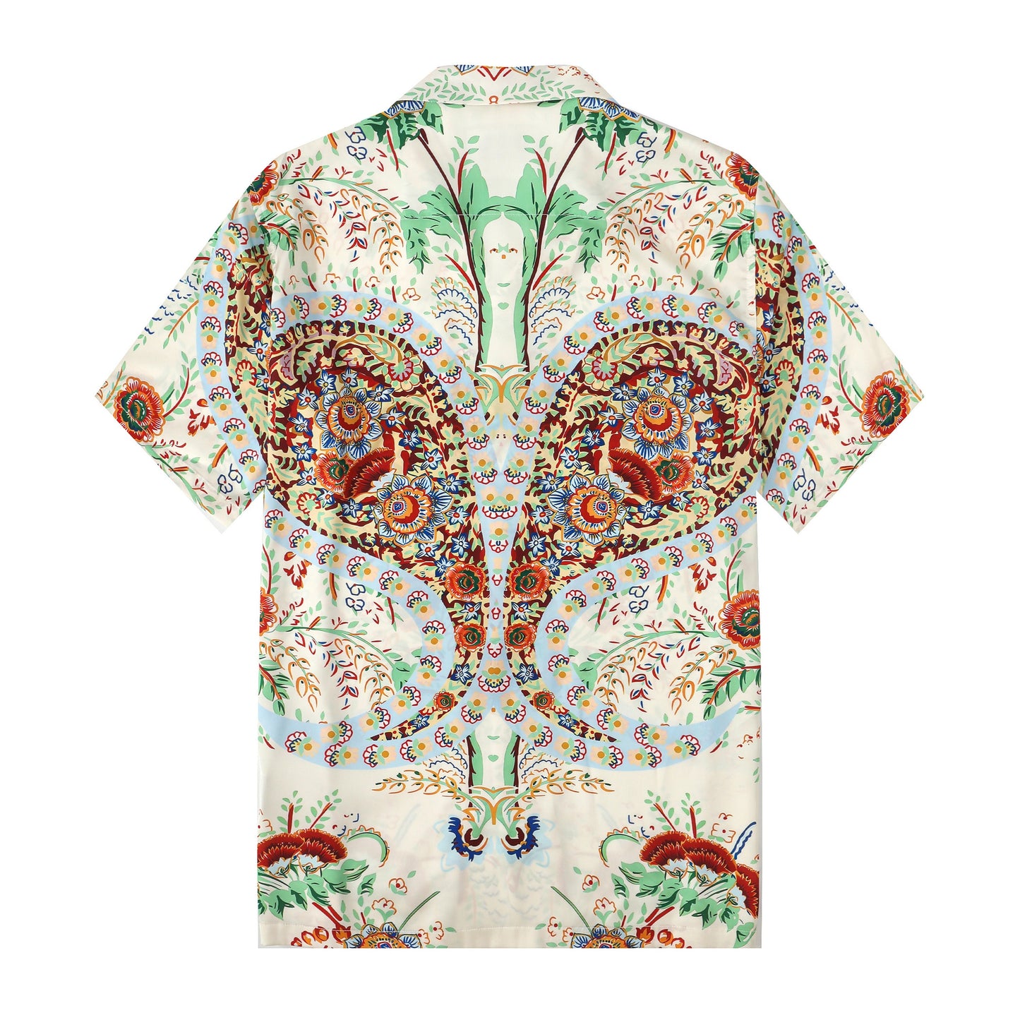 Tropical Floral Pattern Print Short Sleeve Camp Collar Shirt