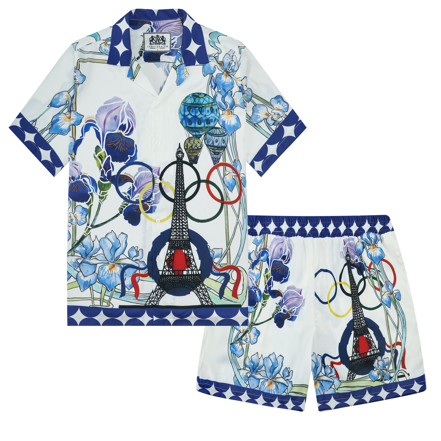 Paris Olympics Print Elastic Waistband Summer Casual Shorts