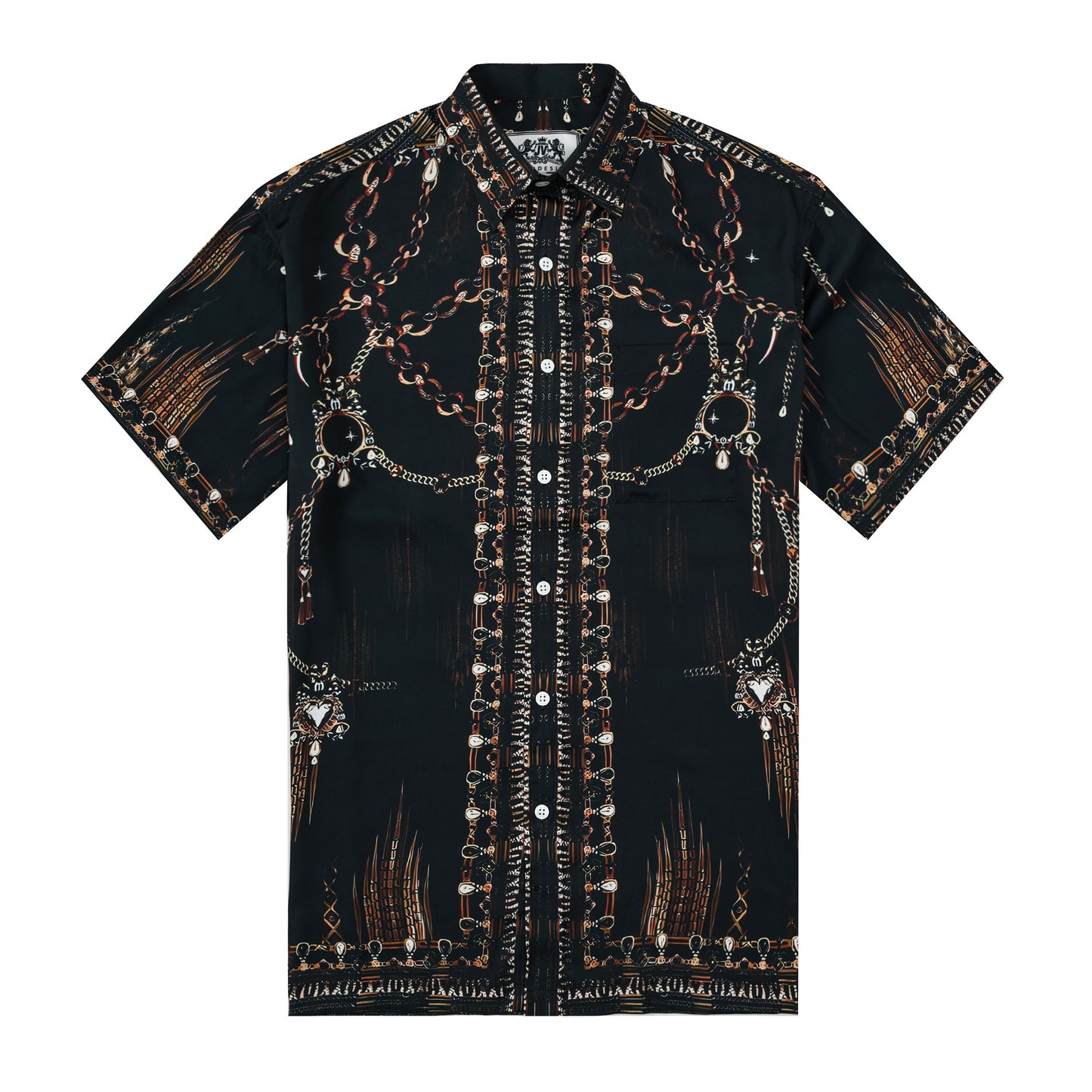 Rough Chain Design Silk Fiber Short Sleeve Shirt