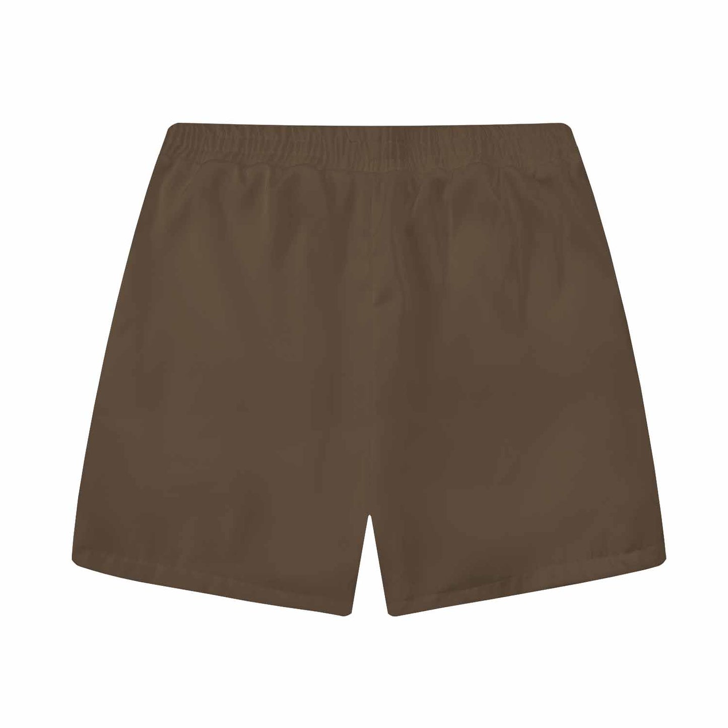 Brown Vertical Striped Elastic Waistband Summer Casual Shorts