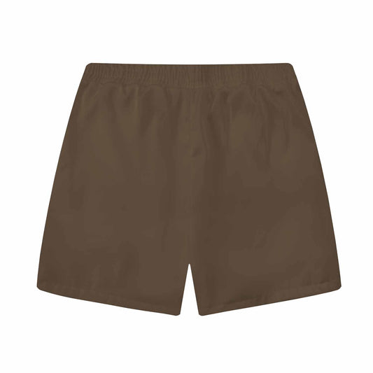 Brown Vertical Striped Elastic Waistband Summer Casual Shorts