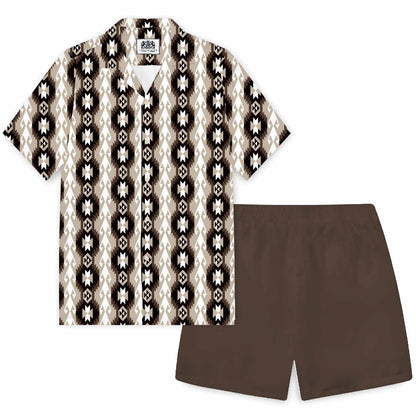 Retro Ethnic Pattern Camp Collar Short Sleeve Shirt
