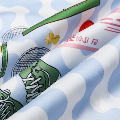 Tennis Element Print Short Sleeve Camp Collar Shirt