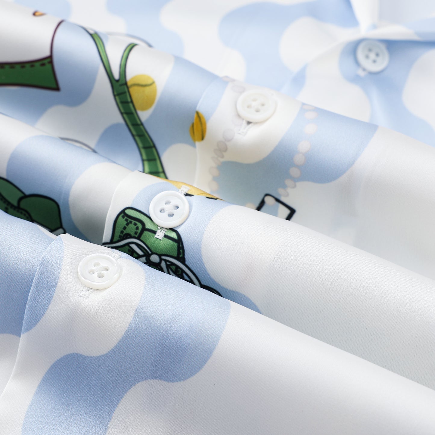 Tennis Element Print Short Sleeve Camp Collar Shirt