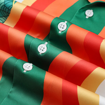 Tropical Print Short Sleeve Camp Collar Shirt