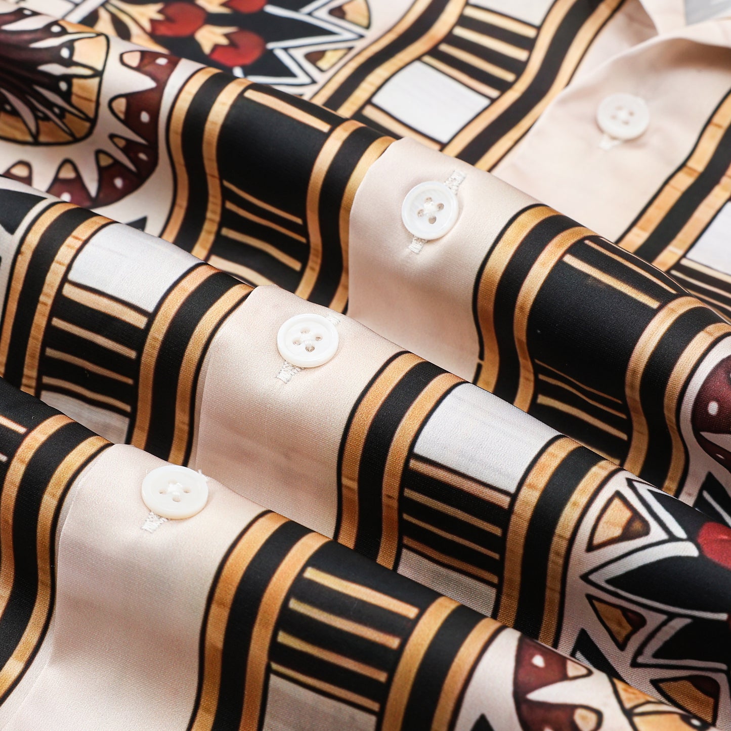 Exotic Papyrus Pattern Short Sleeve Camp Collar Shirt