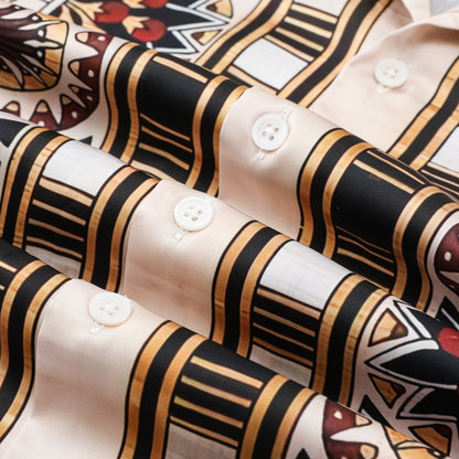 Exotic Papyrus Pattern Short Sleeve Camp Collar Shirt