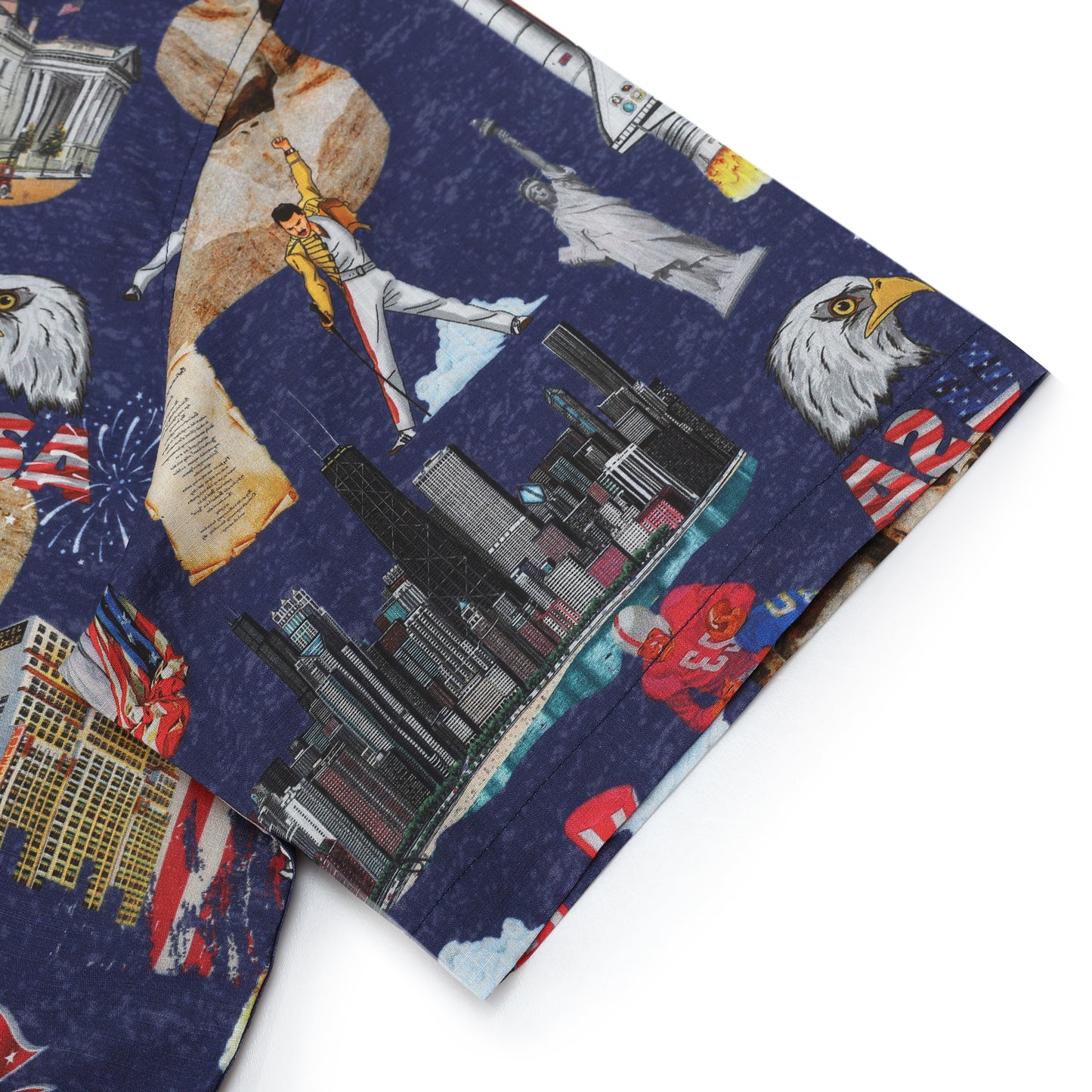 1950s Mount Rushmore Pattern Camp Collar Short Sleeve Shirt