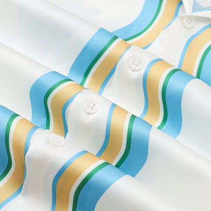 Seahorse Beach Pattern Short Sleeve Camp Collar Shirt