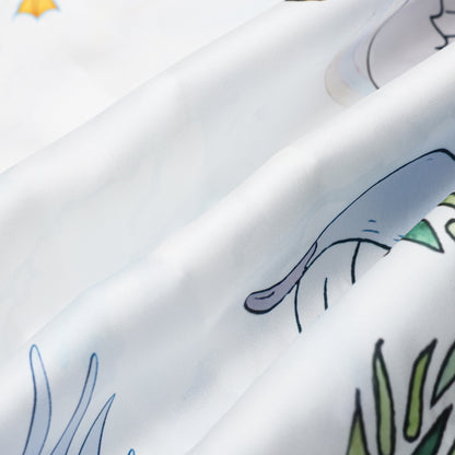 Red-crowned Crane Print Short Sleeve Camp Collar Shirt