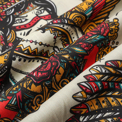 Ancient Mexican Mayan Pattern Short Sleeve Camp Collar Shirt