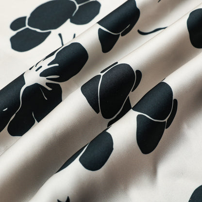 Black Plum Blossom Print Design Camp Collar Short Sleeve Shirt