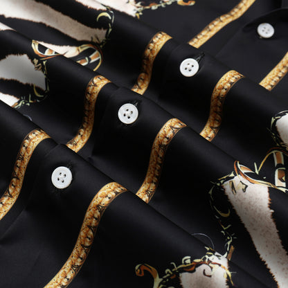 Wild Zebra Pattern Camp Collar Casual Shirt for Men Jonvidesign
