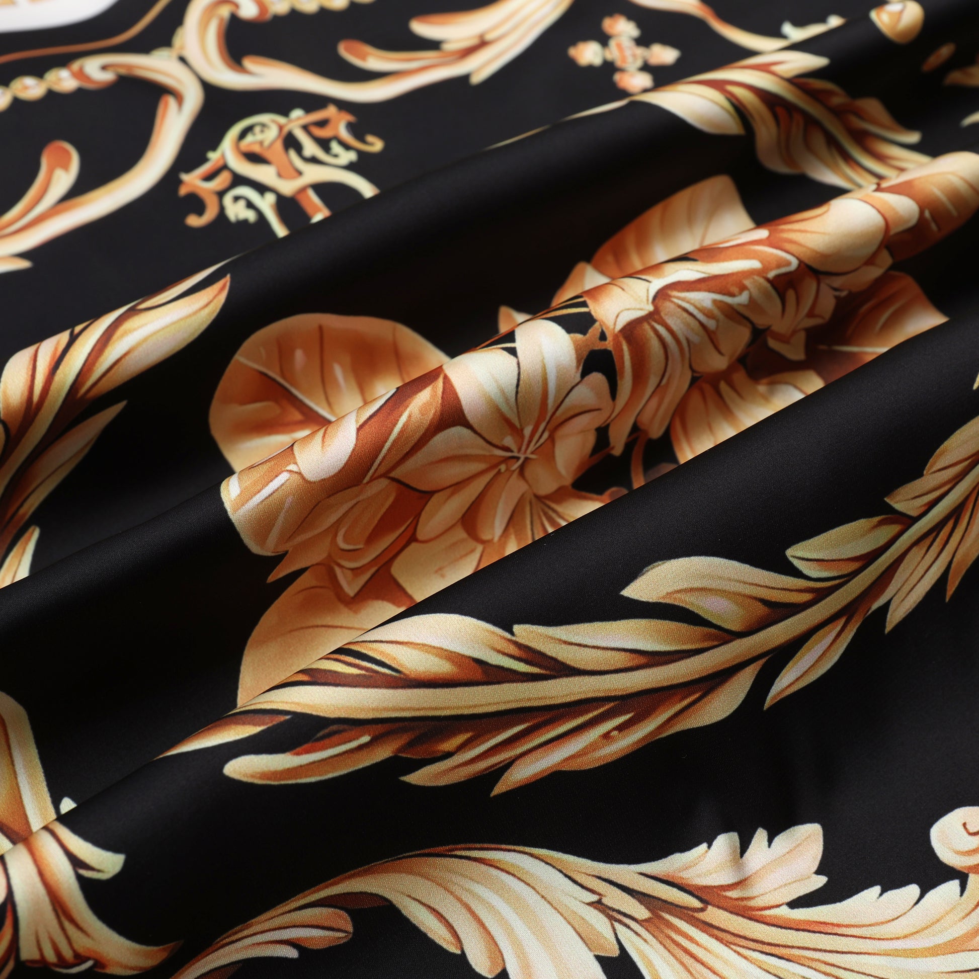 Golden Baroque Pattern Camp Collar Shirt Jonvidesign