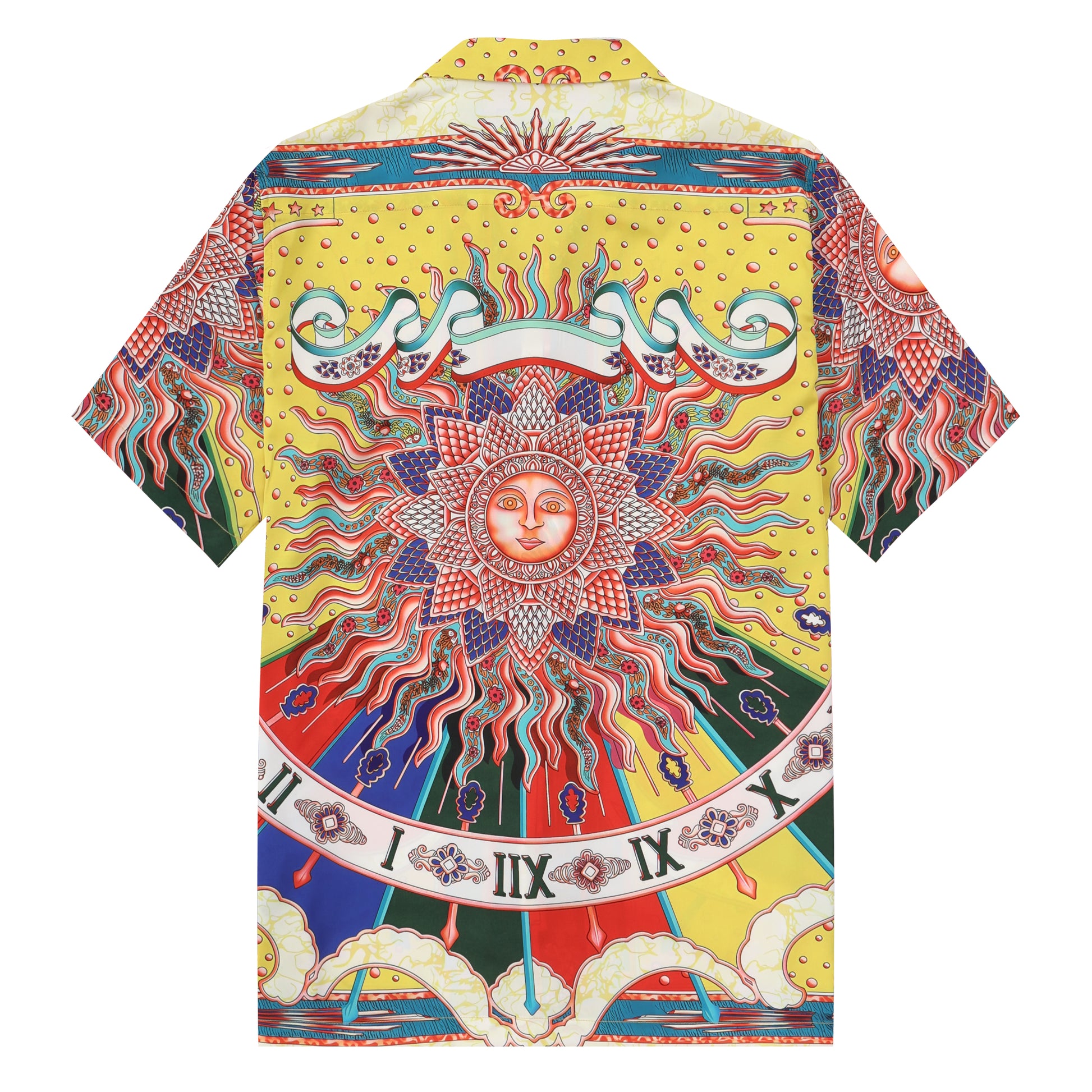 Yellow Star and Moon Pattern Camp Collar Shirt Jonvidesign