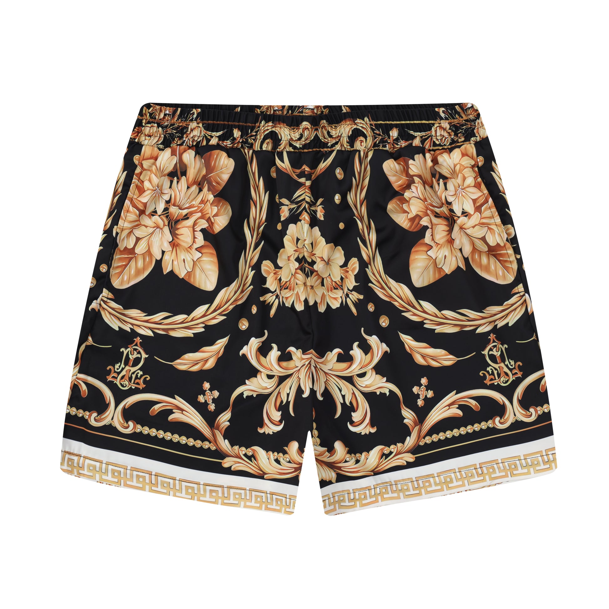 Baroque Pattern Elastic Waistband Casual Shorts Jonvidesign